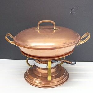 Henry Roessle & Son NY Copper Chafing Dish Fondue Set